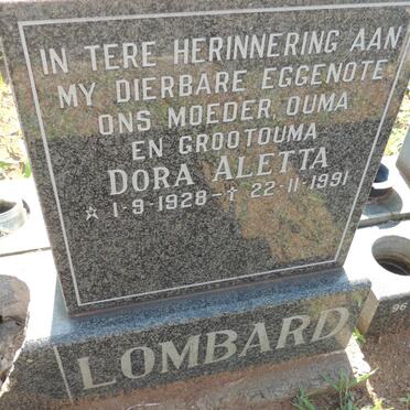 LOMBARD Dora Aletta 1928-1991