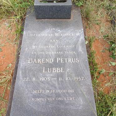 LUBBE Barend Petrus 1903-1957