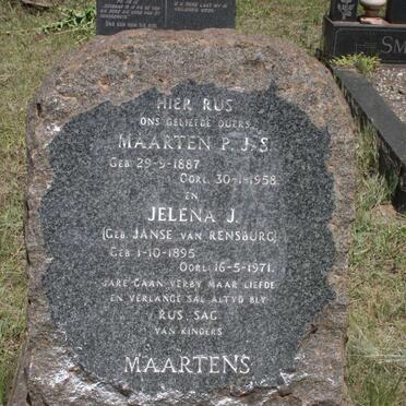 MAARTENS Maarten P.J.S. 1887-1958 &amp; Jelena J. JANSE VAN RENSBURG 1895-1971