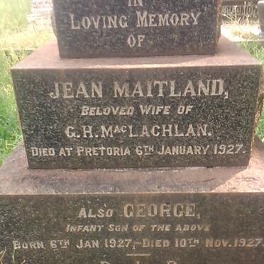 MacLACHLAN Jean Maitland -1927 :: MacLACHLAN George 1927-1927