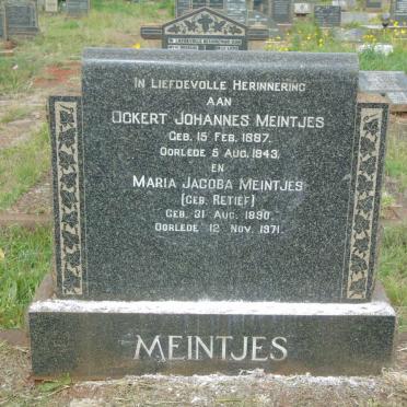 MEINTJES Ockert Johannes 1887-1943 &amp; Maria Jacoba RETIEF 1890-1971