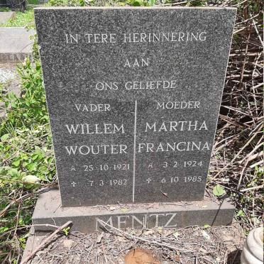 MENTZ Willem Wouter 1921-1982 &amp; Martha Francina 1924-1985
