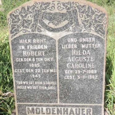 MOLDENHAUER Robert 1885-1945 &amp; Hilda Auguste Caroline 1889-1962
