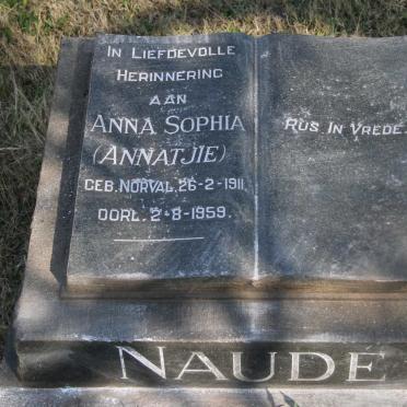 NAUDE Anna Sophia nee NORVAL 1911-1959