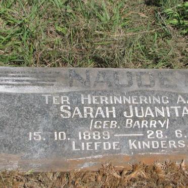 NAUDE Sarah Juanita nee BARRY 1889-1940