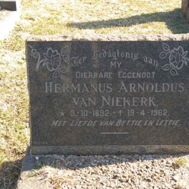 NIEKERK Hermanus Arnoldus, van 1892-1962