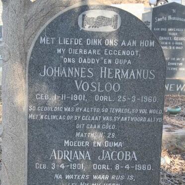 NOPPE Johannes Hermanus Vosloo 1901-1960 & Adriana Jacoba 1901-1980