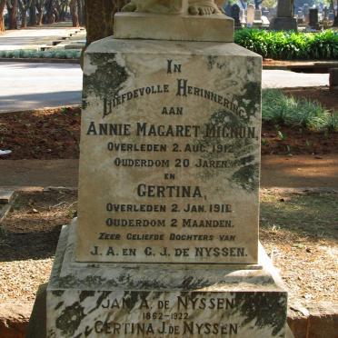 NYSSEN Jan A., de 1862-1922 &amp; Gertina J. 1866-1947 :: DE NYSSEN Annie Magaret Mignon -1912 :: DE NYSSEN Gertina -191?