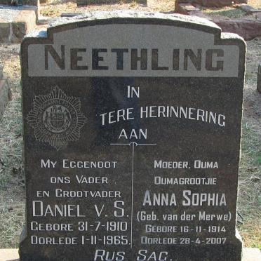 NEETHLING Daniel v.S. 1910-1965 &amp; Anna Sophia VAN DER MERWE 1914-2007