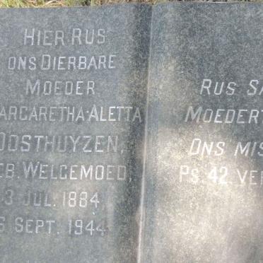 OOSTHUIZEN Margaretha Aletta nee WELGEMOED 1884-1944