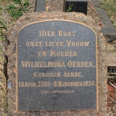 OERDER Wilhelmina nee JANSE 1865-1936