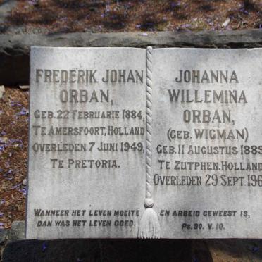 ORBAN Frederik Johan 1884-1949 &amp; Johanna Willemina WIGMAN 1889-1967