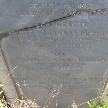 OLWAGEN Christiaan Dydelief 1890-1918 & Hester Johanna DE BEER 1892-1962 :: OLWAGEN Michael Johannes 1914-1991 :: OLWAGEN Hester Johanna Christiaan nee VAN RENSBURG 1917-1962_3
