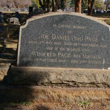 PAGE Joe Daniel 1893-1950 &amp; Winifred VERSFELD 1894-1971