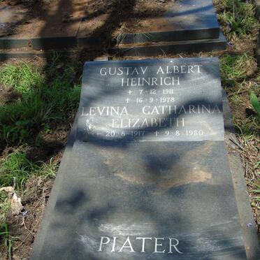 PIATER Gustav Albert Heinrich 1911-1978 & Levina Catharina Elizabeth 1917-1980