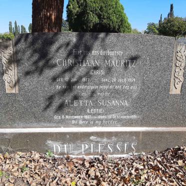 PLESSIS Christiaan Mauritz, du 1907-1954 &amp; Aletta Susanna 1907-1991