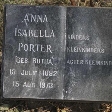 PORTER Anna Isabella nee BOTHA 1892-1973