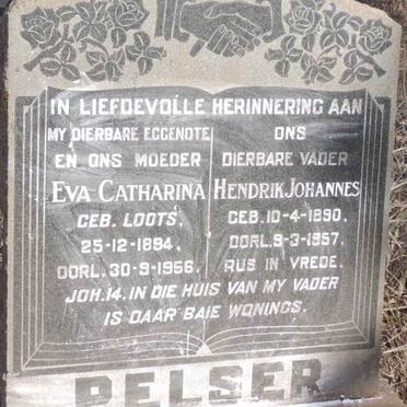 PELSER Hendrik Johannes 1890-1957 & Eva Catharina LOOTS 1894-1956