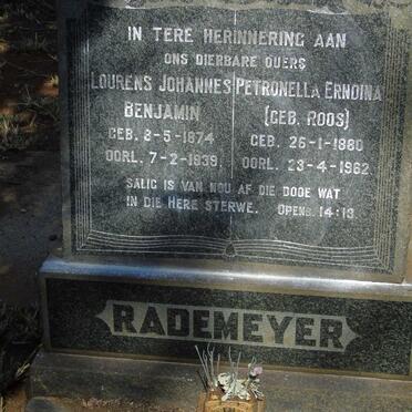 RADEMEYER Lourens Johannes Benjamin 1874-1939 & Petronella Erndina ROOS 1880-1962