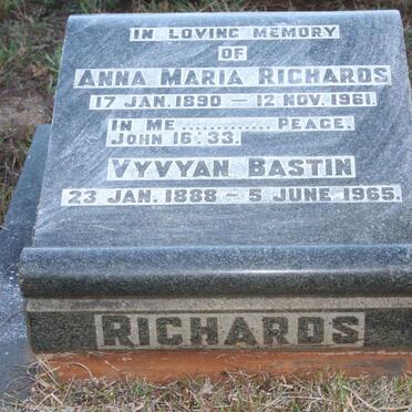 RICHARDS Vyvyan Bastin 1888-1965 &amp; Anna Maria 1890-1961