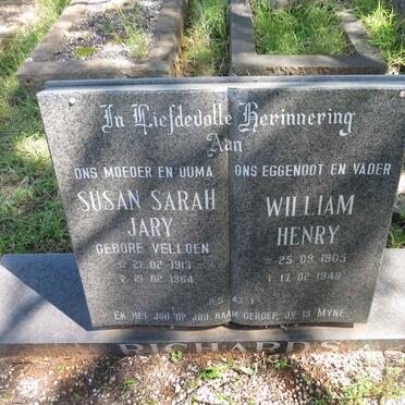 RICHARDS William Henry 1905-1948 &amp; Susan Sarah Jary VELLOEN 1913-1964