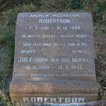 ROBERTSON Andrew McGregor 1881-1968 & Joey VAN DER MERWE 1888-1945