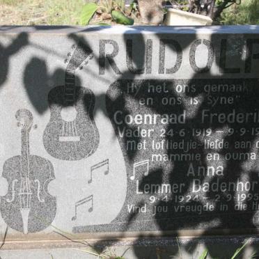 RUDOLPH Coenraad Frederik 1919-1981 &amp; Anna Lemmer BADENHORST 1924-1995
