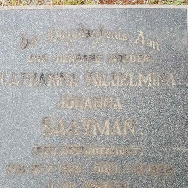 SAAYMAN Catharina Wilhelmina Johanna nee BEZUIDENHOUT 1879-1922