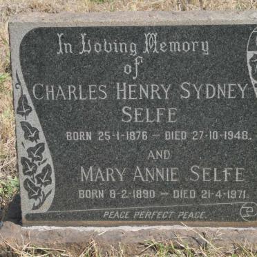 SELFE Charles Henry Sydney 1876-1948 &amp; Mary Anne 1890-1971