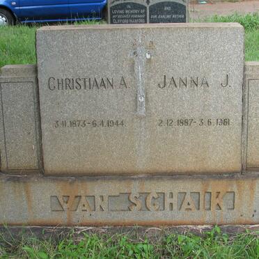 SCHAIK Christiaan A., van 1873-1944 &amp; Janna J. 1887-1961