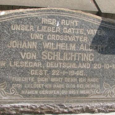 SCHLICHTING Johann Wilhelm Albert, von 1872-1945