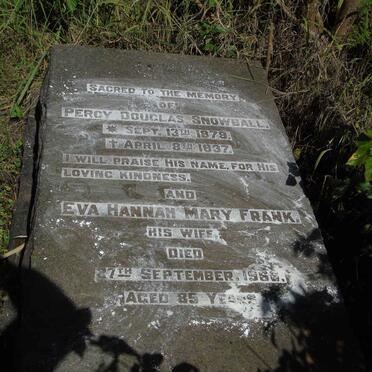 SNOWBALL Percy Douglas 1879-1937 & Eva Hannah Mary FRANK -1966