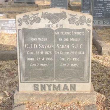 SNYMAN C.J.D. 1876-1965 & Sarah S.J.C. CILLIERS 1874-1955