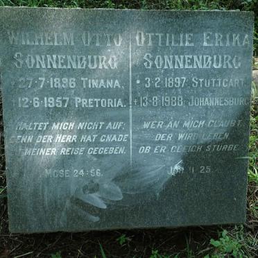SONNENBURG Wilhelm Otto 1896-1957 &amp; Ottilie Erika 1897-1988