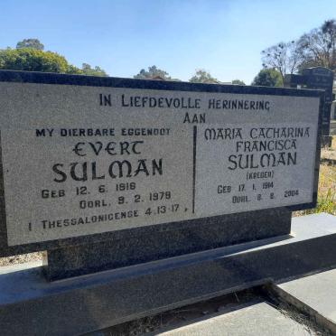 SULMAN Evert 1916-1979 &amp; Maria Catharina Francisca KREDER 1914-2004