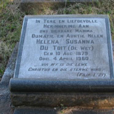 TOIT Helena Susanna, du nee DE WET 1879-1960