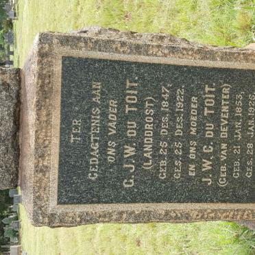 TOIT C.J.W., du 1847-1922 &amp; J.W.C. VAN DEVENTER 1853-1925