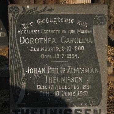 THEUNISSEN Johan Philip Zietsman 1881-1957 & Dorothea Carolina KOORTS 1888-1954