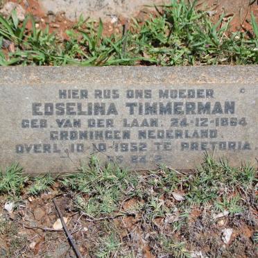 TIMMERMAN Edselina nee VAN DER LAAN 1864-1952