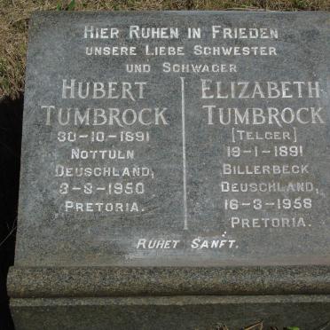 TUMBROCK Hubert 1891-1950 &amp; Elizabeth TELGER 1891-1958