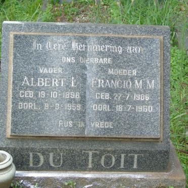 TOIT Albert L., du 1898-1959 &amp; Francio M.M. 1906-1960
