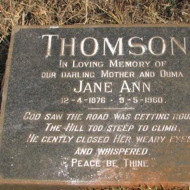 THOMSON Jane Ann 1876-1960