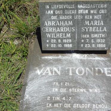 TONDER Abraham Gerhardus Wilhelm, van 1929-1986 & Maria Sybella SMITH 1932-1986