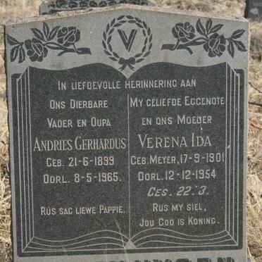 VELTHUYSEN Andries Gerhardus 1899-1965 & Verena Ida MEYER 1901-1954