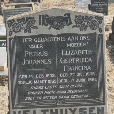 VELTHUYSEN Petrus Johannes 1902-1953 & Elizabeth Gertruida Francina 1905-1954