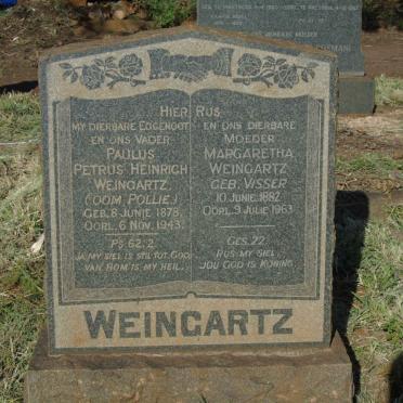 WEINGARTZ Paulus Petrus Heinrich 1878-1943 &amp; Margaretha VISSER 1882-1963