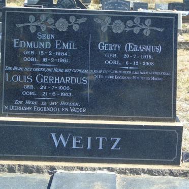 WEITZ Louis Gerhardus 1906-1963 &amp; Gerty ERASMUS 1919-2008:: WEITZ Edmund Emil 1954-1961