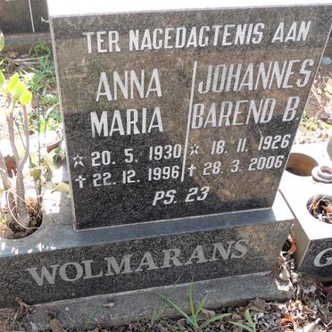 WOLMARANS Johannes Barend B. 1926-2006 & Anna Maria 1930-1996