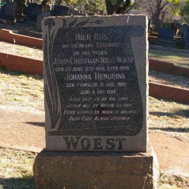 WOEST Johan Christiaan Vogel 1872-1936 &amp; Johanna Hendrina PRINSLOO 1880-1959