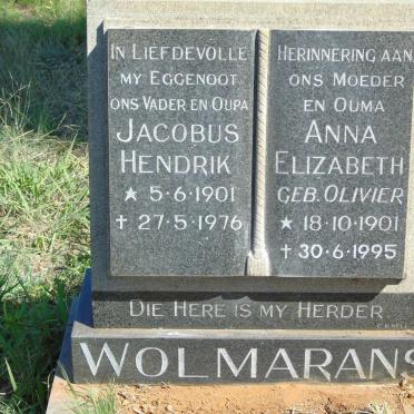 WOLMARANS Jacobus Hendrik 1901-1976 & Anna Elizabeth OLIVIER 1901-1995
